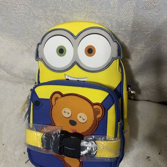 Loungefly Handbags - LOUNGEFLY CROSSBUDDIES MINIONS (BOB WITH TEDDY BEAR) BAG Lot New With Tags